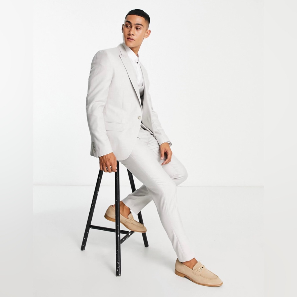 River Island Pale Grey Slim Tailored Suit